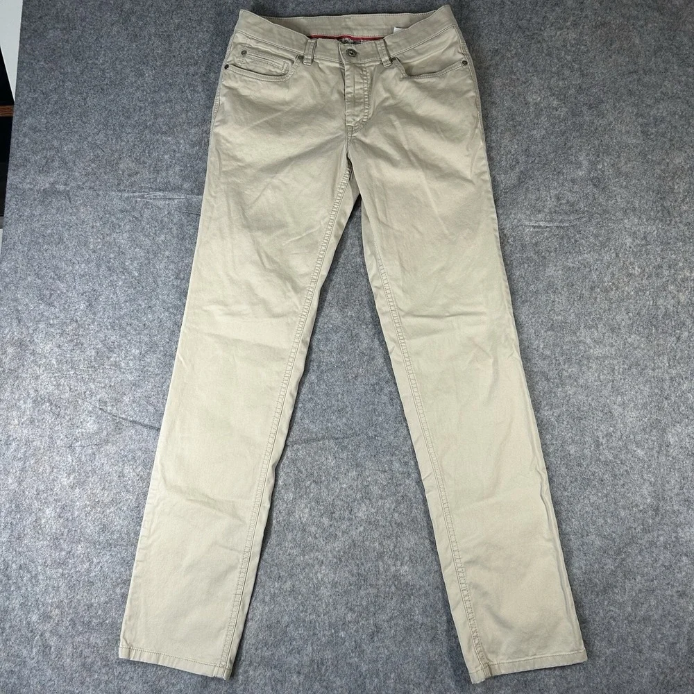 Hiltl Cotton Blend 5 Pocket Jean Cut Pants Size 32x34 US Seth In Solid Beige